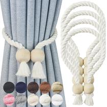 Cortina de algodão magnético Nieffeiy, tecido à mão, pacote com 4