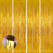 Cortina de alumínio metálico Backdrop Keyali, pacote com 4 unidades, 100x253 cm, dourada Cortina de alumínio metálico Backdrop Keyali, pacote com 4 unidades, 100x253 cm, dourada