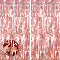 Cortina de alumínio metálico Backdrop Keyali, pacote com 4 unidades, 1x2,5 m em ouro rosa