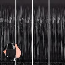 Cortina de alumínio preta Backdrop Keyali, pacote com 4 unidades, 100x253 cm