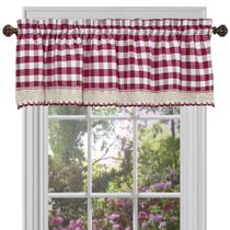 Cortina de Bandô ACHIM Buffalo Check 147x36 cm Bordô e Branco