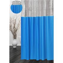 Cortina de Banheiro Box Com Visor Pvc Impermeável Antimofo Com 9 Ganchos Casambiente