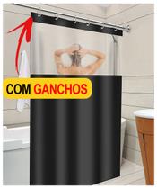 Cortina De Banheiro Box Lisa Visor Transparente E Ganchos - Vida Pratika