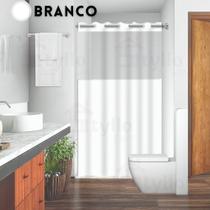 Cortina de Banheiro com Visor Transparente em PVC Cortina de Box Banheiro Antimofo Preta Branca Cinz