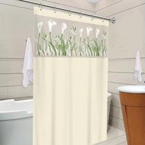 Cortina de Box 100% PVC C/ gancho Copo de Leite Bege