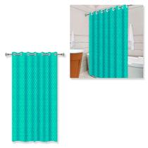 Cortina de Box 3D Azul Turquesa com Ilhós Cortina de Box 3D Azul Turquesa com Ilhós