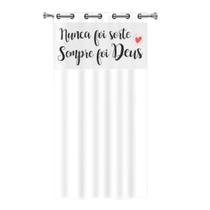 Cortina de Box Banheiro Branca C/ Ilhós Visor Transparente Antimofo Estampa Sempre Foi Deus