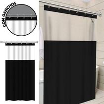 Cortina de Box Banheiro Com Gancho Antimofo Tecido PVC Chuveiro Higiene Privacidade Versátil Vidro - Vida Pratika