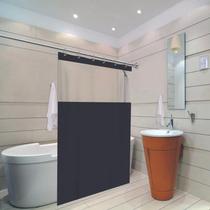 Cortina de Box Banheiro Com Gancho Preta Tecido PVC Lavável Chuveiro Higiene Praticidade Vidro - Vida Pratika
