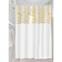Cortina de Box Banheiro Com Visor Flores 1,35 x 2m R.620K