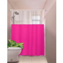 Cortina de Box Banheiro Com Visor Lisa 1,35 x 2m Rosa R.621C Cortina de Box Banheiro Com Visor Lisa 1,35 x 2m Rosa R.621C