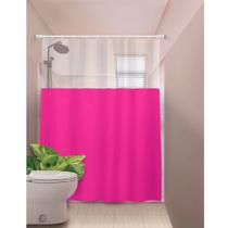 Cortina de Box Banheiro Com Visor Lisa Rosa 1,35 x 2m R.621C Cortina de Box Banheiro Com Visor Lisa Rosa 1,35 x 2m R.621C