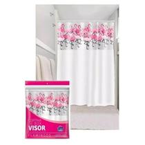Cortina de Box Banheiro Flamingos Com Visor 1,35 x 2m R620I Cortina de Box Banheiro Flamingos Com Visor 1,35 x 2m R620I
