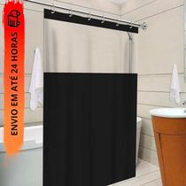 Cortina de Box Banheiro Preta Tecido PVC Chuveiro Proteção Higiene Impermeável Versátil Vidro - Vida Pratika