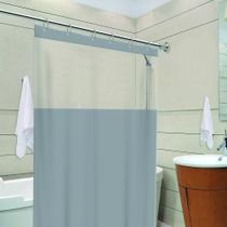 Cortina de Box com Visor Transparente com Gancho Preta Branca Cinza Impermeável Antimofo Decoração Banheiro
