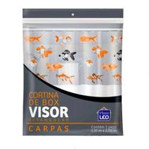 Cortina de Box para Banheiro Vinil Com Visor Retangular 1,35x2m Estampas