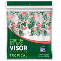 Cortina de Box para Banheiro Vinil Com Visor Retangular 1,35x2m Estampas