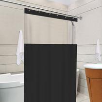 Cortina de Box Preta com Visor c/ gancho