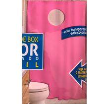 Cortina de Box Vinil Banheiro 1,35 x 2,00 M - Visor Redondo Transparente