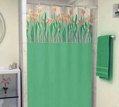 Cortina de Box Vinil COPO DE LEITE com Visor Retangular e Ganchos - ( 1,35m x 2,00m ) - PANAMI