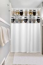 Cortina de Box Vinil Corujinhas com Visor Retangular e Ganchos Plast Léo