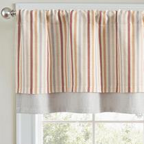 Cortina de cenefa doble de lino con rayas Jinchan 127x46 cm