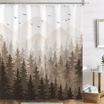 Cortina de chuveiro Aipon Misty Forest Brown Impermeável 180x180cm