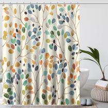 Cortina de chuveiro Amaredom Floral com ganchos 180x180cm poliéster