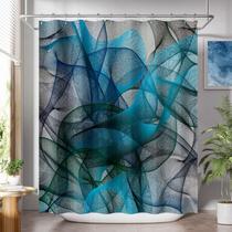 Cortina de chuveiro Amazer Bath Blue abstrata preta listrada 180x180cm Cortina de chuveiro Amazer Bath Blue abstrata preta listrada 180x180cm