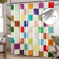Cortina de chuveiro Amazer Bath colorida quadriculada 180x180cm poliéster Cortina de chuveiro Amazer Bath colorida quadriculada 180x180cm poliéster