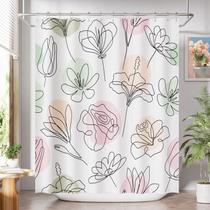 Cortina de chuveiro Amazer Bath Floral 180x180cm Poliéster Cortina de chuveiro Amazer Bath Floral 180x180cm Poliéster