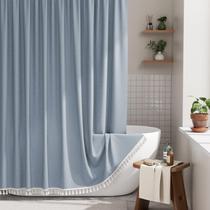 Cortina de chuveiro AmazerBath Blue Boho com borlas 180x180cm Cortina de chuveiro AmazerBath Blue Boho com borlas 180x180cm