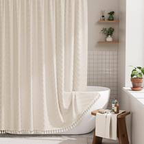 Cortina de chuveiro AmazerBath Boho Tassels Beige 183x183 cm