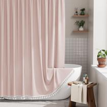 Cortina de chuveiro AmazerBath Pink Boho com borlas 180x180cm