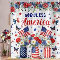 Cortina de chuveiro BATRUG God Bless America 4 de julho 70x70in Cortina de chuveiro BATRUG God Bless America 4 de julho 70x70in