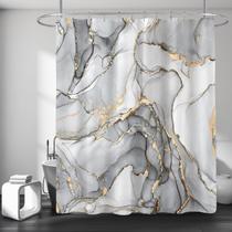 Cortina de chuveiro BayNook Tecido de mármore cinza 180x180cm com ganchos Cortina de chuveiro BayNook Tecido de mármore cinza 180x180cm com ganchos