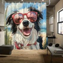 Cortina de chuveiro Beach Dog impermeável poliéster 180x200cm Cortina de chuveiro Beach Dog impermeável poliéster 180x200cm