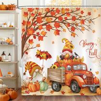 Cortina de chuveiro Bonhause 183x183 cm impermeável Fall Gnomes Cortina de chuveiro Bonhause 183x183 cm impermeável Fall Gnomes