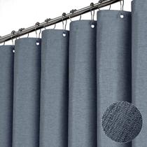 Cortina de chuveiro BTTN azul cinza linho texturizada 182x182cm com ganchos Cortina de chuveiro BTTN azul cinza linho texturizada 182x182cm com ganchos