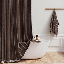 Cortina de chuveiro BTTN Boho Bohemian Linen Tecido 180x180cm marrom Cortina de chuveiro BTTN Boho Bohemian Linen Tecido 180x180cm marrom