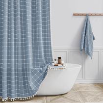 Cortina de chuveiro BTTN Boho Farmhouse Linen 200x198cm azul Cortina de chuveiro BTTN Boho Farmhouse Linen 200x198cm azul