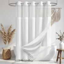 Cortina de chuveiro BTTN branca com forro de encaixe 180x190cm Boho Cortina de chuveiro BTTN branca com forro de encaixe 180x190cm Boho