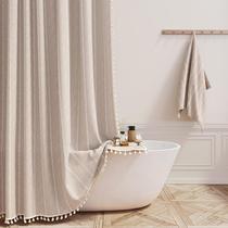 Cortina de chuveiro BTTN Extra Long 180x240cm Tecido de linho com ganchos Cortina de chuveiro BTTN Extra Long 180x240cm Tecido de linho com ganchos