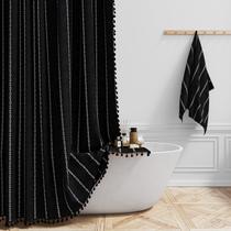 Cortina de chuveiro BTTN Extra Long 240x240cm Boho Rustic Black Cortina de chuveiro BTTN Extra Long 240x240cm Boho Rustic Black