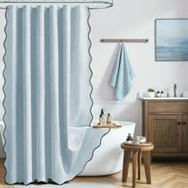 Cortina de chuveiro BTTN Scalloped Boho Linen texturizada 180x210cm Cortina de chuveiro BTTN Scalloped Boho Linen texturizada 180x210cm