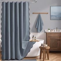 Cortina de chuveiro BTTN Stall Boho Scalloped Linen 150x180cm Azul Cinza Cortina de chuveiro BTTN Stall Boho Scalloped Linen 150x180cm Azul Cinza