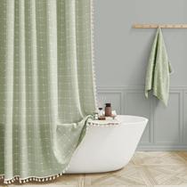 Cortina de chuveiro BTTN Stall Narrow Boho Farmhouse Linen 150x180cm Cortina de chuveiro BTTN Stall Narrow Boho Farmhouse Linen 150x180cm