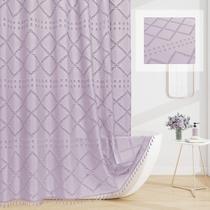 Cortina de chuveiro Caidlela Boho em tecido lavanda 180x180cm com borla