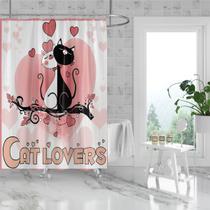 Cortina de chuveiro Cat Lovers Hearts Design 180x180cm à prova d'água