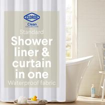 Cortina de chuveiro CLOROX 2 em 1 impermeável 100% poliéster branca